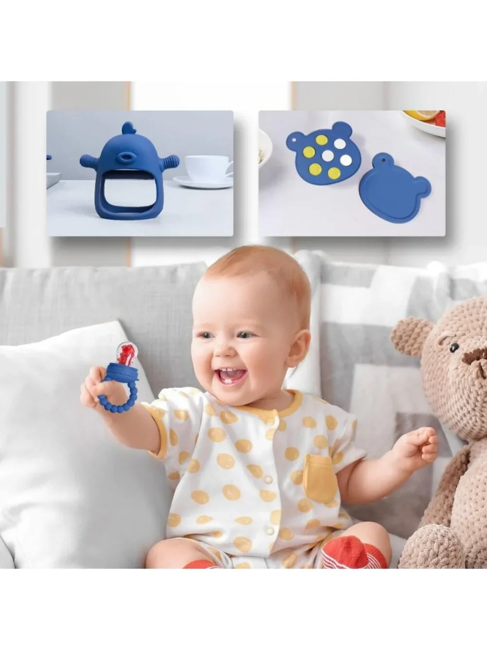 3-in-1 Baby Food Feeder Set - Silicone Popsicle Mold, Teething Toy, BPA Free, 3